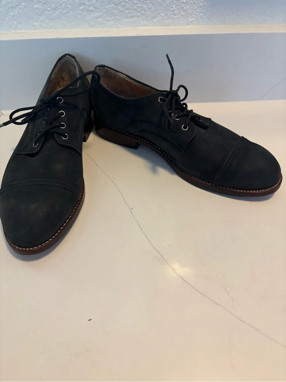 Adelante Romero Black Nubuck Derby Dress Shoes Men’s 5D